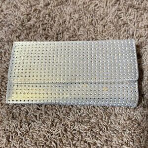 Silver Perforated Clutch
